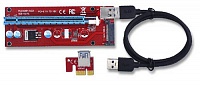  Dynamode PCI-E x1 to 16x 60cm USB 3.0 Cable 15Pin SATA Power v.007S Red