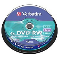  DVD-RW Verbatim 4.7Gb 4x (43552) CakeBox 10