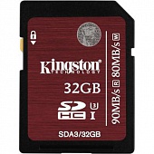 Карта памяти SDHC  32Gb Kingston (SDA3/32GB) UHS-I Class U3