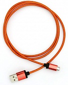 Кабель USB 2.0 AM - micro USB HQ-Tech алюминиевые коннектора, оплетка (HQ-2197) 1m Red/Gold