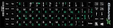 Наклейки на клавиатуру Grand-X protection 68 keys Cyrillic green\ Latin white (GXDPGW)