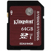 Карта памяти SDHC  64Gb Kingston (SDA3/64GB) UHS-I Class U3