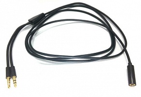 Аудио-кабель Jack/F 4pin 3.5mm - Jack/M 3.5mm stereo + Jack/M 3.5mm mic PowerPlant (DV00DV4057) 1.5m