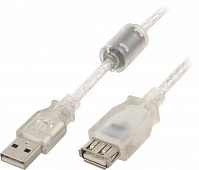 Кабель-удлинитель USB 2.0 AM/AF Cablexpert (CCF-USB2-AMAF-TR-2M) 2.0m ферритовый фильтр