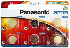 Батарейка Panasonic CR 2016 (CR-2016EL/6BP) Litium Power 3V (6шт)