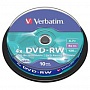 Диск DVD-RW Verbatim 4.7Gb 4x (43552) CakeBox 10шт