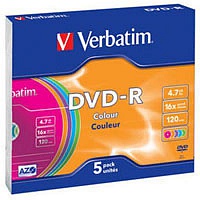Диск DVD-R Verbatim 4.7Gb 16x (43557) Color 5шт